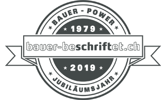 Badge zum Jubiläum Bauer Werbetechnik (Bern) AG